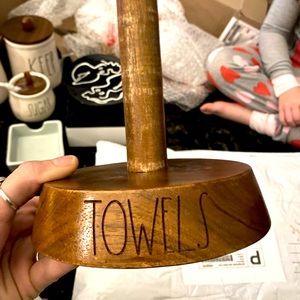 SOLD - RAE DUNN wooden paper towel holder NWT HTF VHTF